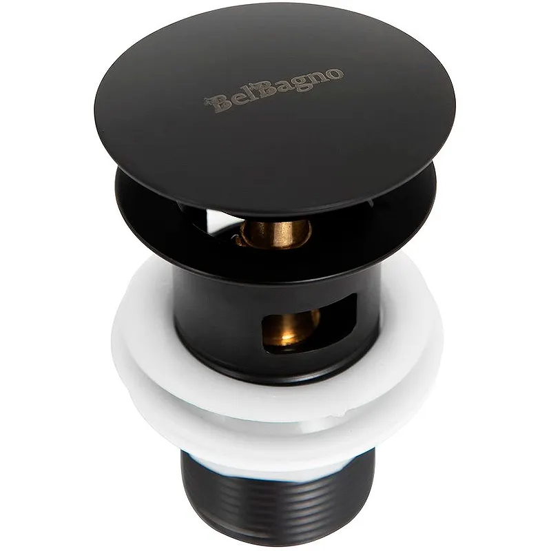 Донный клапан BelBagno BB-SAT-NERO Сlick-Сlack Черный матовый — фото 1, Донные клапаны