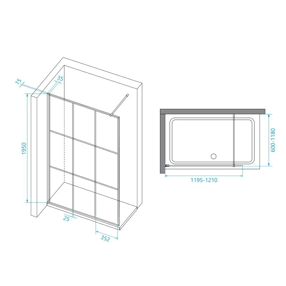 Душевая перегородка 120*195 RGW WA-111 B Чёрный/Прозрачное(Принт)/8 мм (Easy) — фото 3, Душевые перегородки