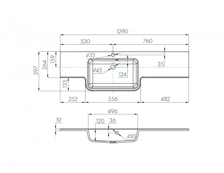 Раковина HOTEL B 129, левая, белая 1A709831PI01L — фото 3, Раковины