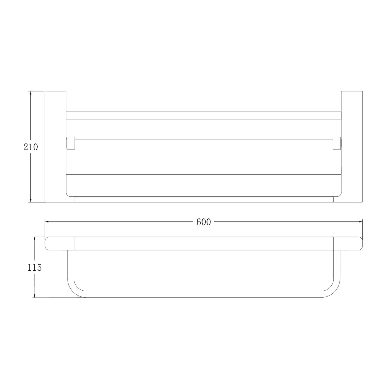 Полка для полотенец BELZ B90724, оружейная сталь — фото 2, Полки для полотенец