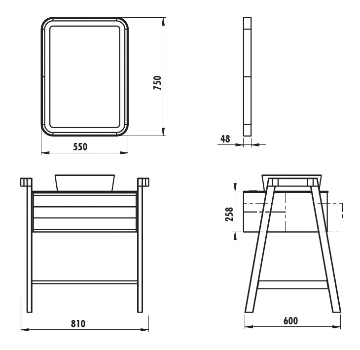 TRUVA Зеркало с подсветкой 55 см ЧЕРНОЕ МАТОВОЕ TR4085.01.MSY — фото 2, Зеркала в ванную комнату