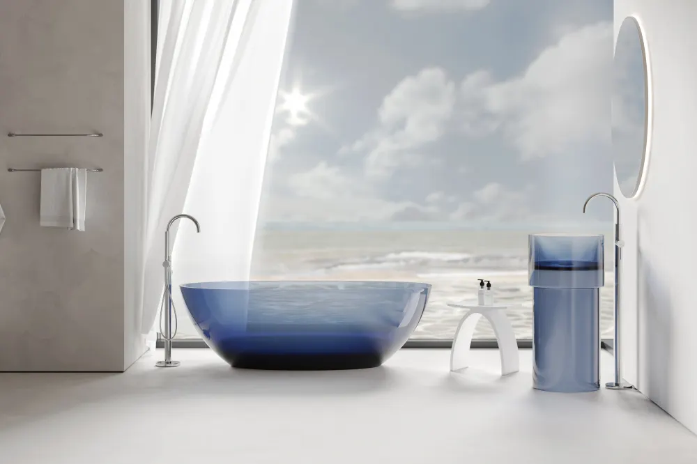 Товар: Раковина отдельностоящая прозрачная ABBER Kristall AT2701Saphir-H синяя - фото 6 Раковина отдельностоящая прозрачная ABBER Kristall AT2701Saphir-H синяя — фото 6, Раковины напольные