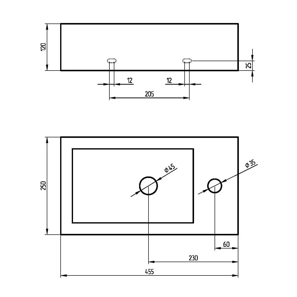 Раковина маленькая GS, 45x25x12 cm, отверстие справа. белая керамика 32577 — фото 17, Раковины