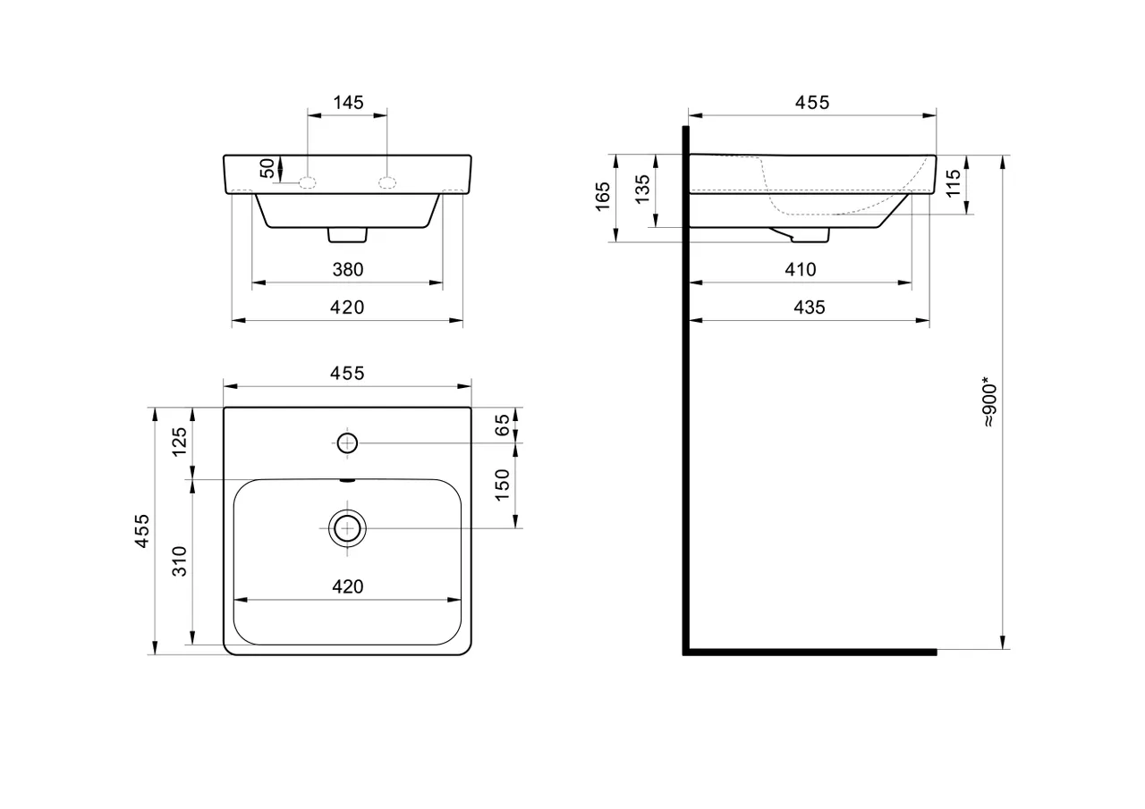 Раковина SANTEK Адриана 45 мебельная белый (WH501630) — фото 10, Раковины подвесные