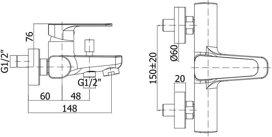 Смеситель для ванны с душем Paffoni Sly SY022CR — фото 3, Смеситель для ванны