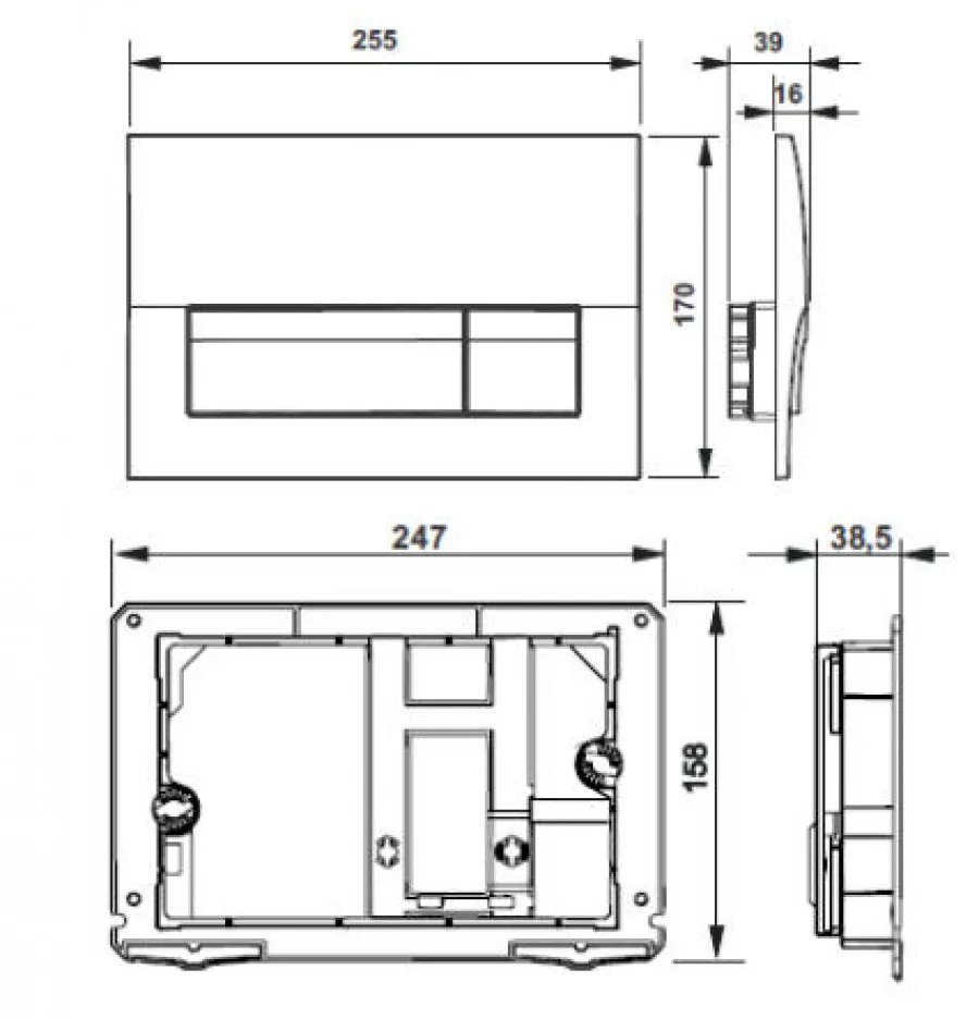 Товар: In-Wall Клавиша для инсталляции, двойная В01, хром глянец. ROCA 78901170B1 - фото 2 In-Wall Клавиша для инсталляции, двойная В01, хром глянец. ROCA 78901170B1 — фото 2, Инсталляции для унитазов