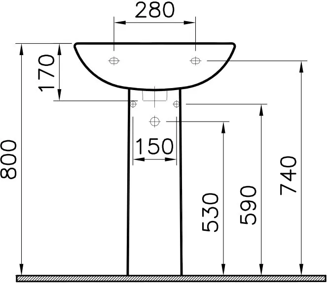 6895B099-1778 FIT Раковина 60см белая NORM (VITRA) — фото 3, Раковины