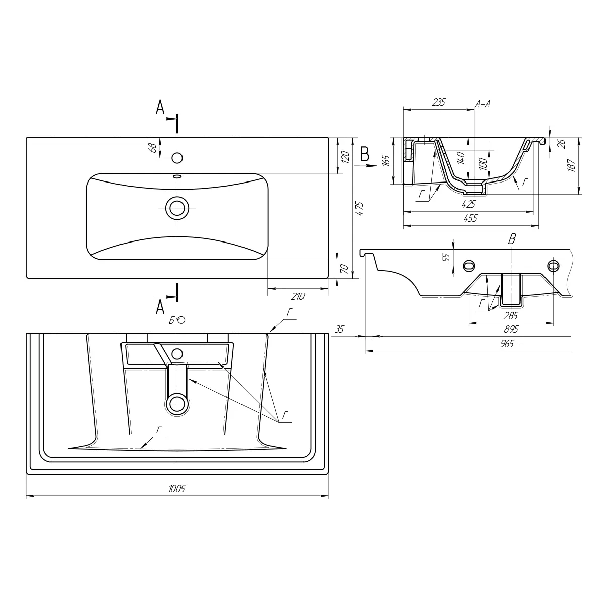 Раковина керамическая "Эйфория-100" 641235 — фото 6, Раковины