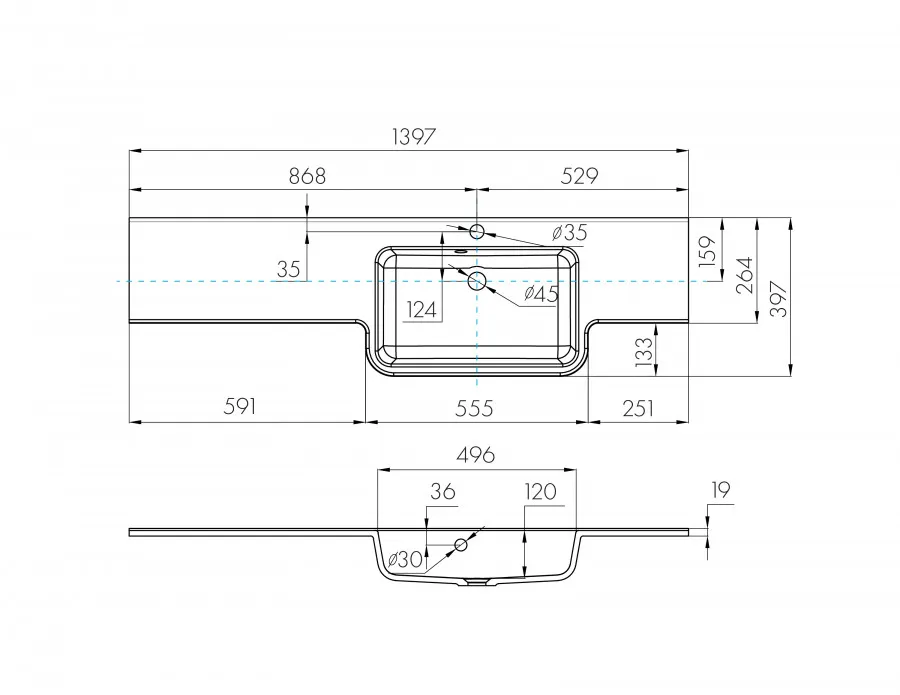 Раковина HOTEL B 140, правая, белая 1A709731PI01P — фото 2, Раковины