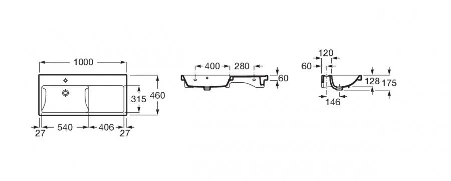 GAP PLUS Мебельная раковина 100, с увеличенной высотой бортика, левая 73270MB004 — фото 7, Раковины