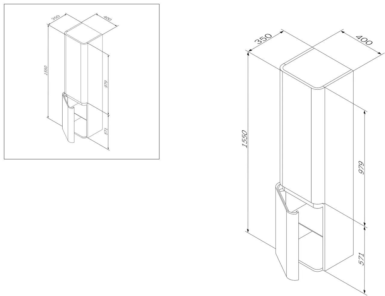 M30CHL0406WG Sensation, Шкаф-колонна, подвесной, левый, 40 см, двери, белый, глянцевая, шт — фото 5, Пеналы для ванной комнаты