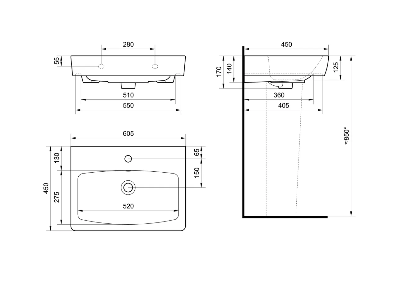 Раковина SANTEK Нео 60 мебельная белый (WH302186) — фото 10, Раковины подвесные