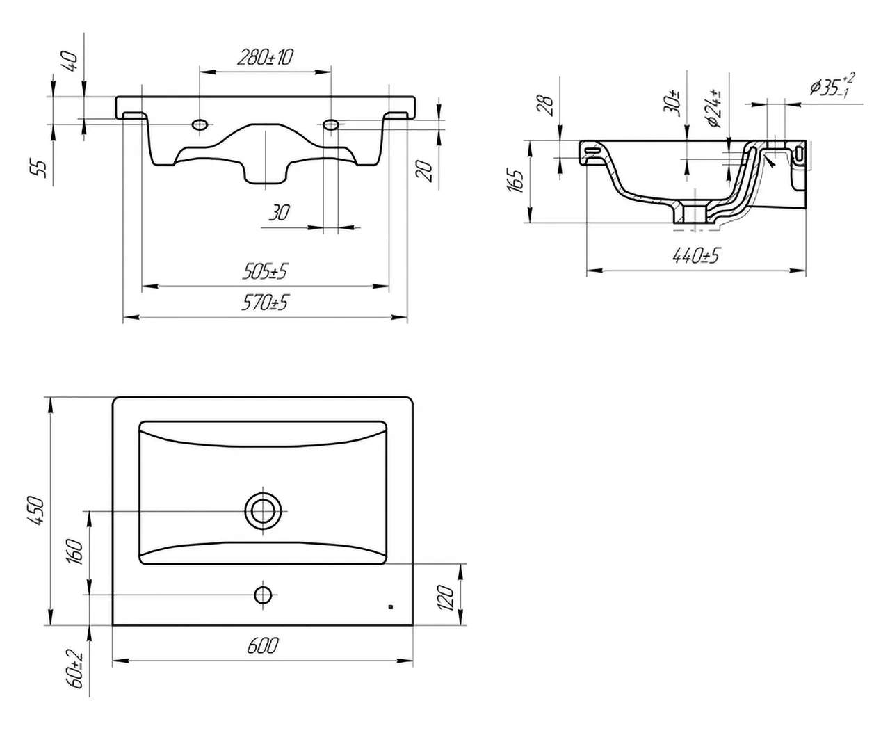 Умывальник мебельный COMO 60см / CERSANIT S-UM-COM60/1-w — фото 4, Раковины