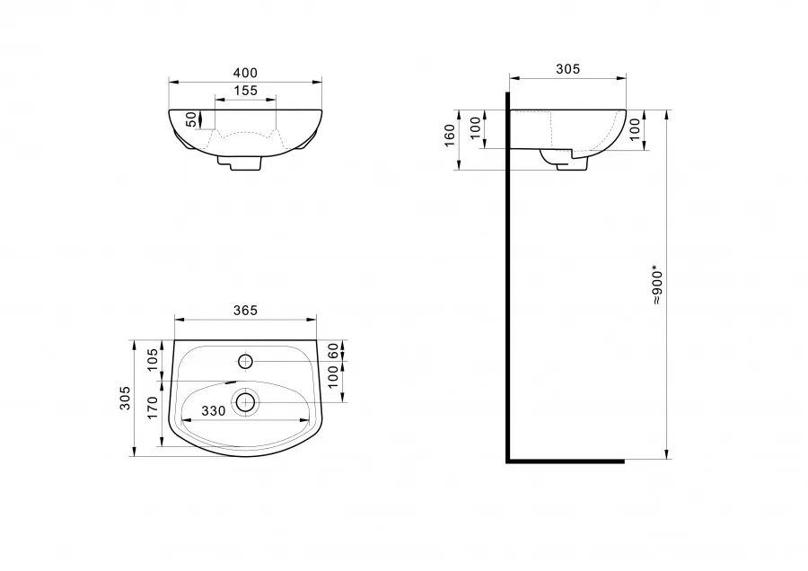 АНИМО Умывальник 40 см., хр.кольцо, крепление, САНТЕК 1WH110490 — фото 8, Раковины подвесные