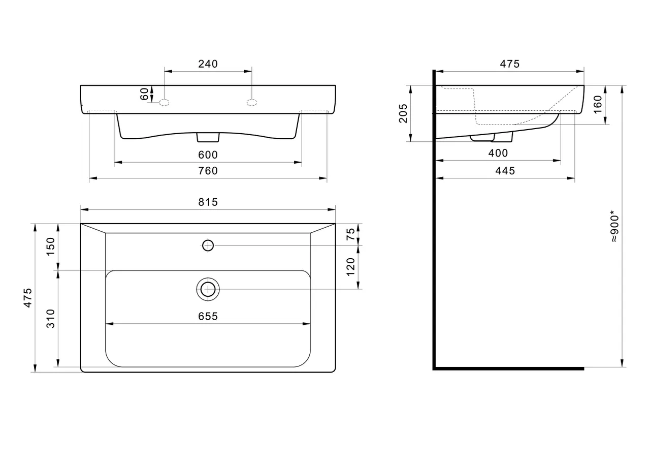 Раковина SANTEK Тигода 80 мебельная белый (WH302084) — фото 8, Раковины подвесные
