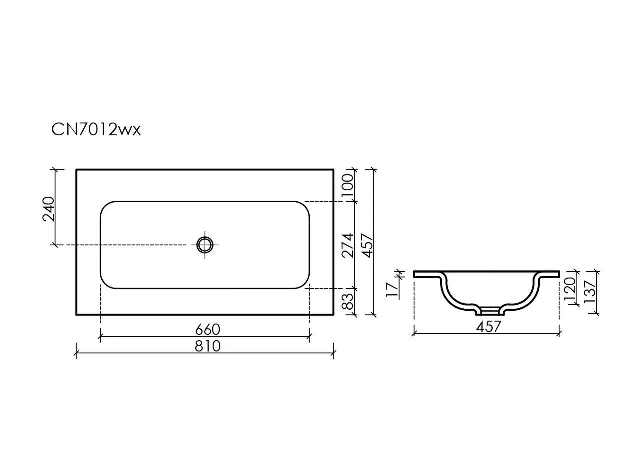 Раковина накладная мебельная Grace прямоугольная без отверстия под смеситель, 810x457x137мм, цвет черный матовый, арт. CN7012MBwx — фото 3, Раковины накладные