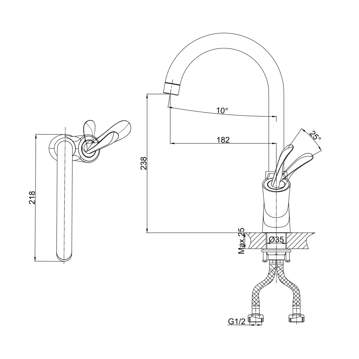 Смеситель для кухни D&K Venice DA1032441, хром — фото 2, Смесители для кухни