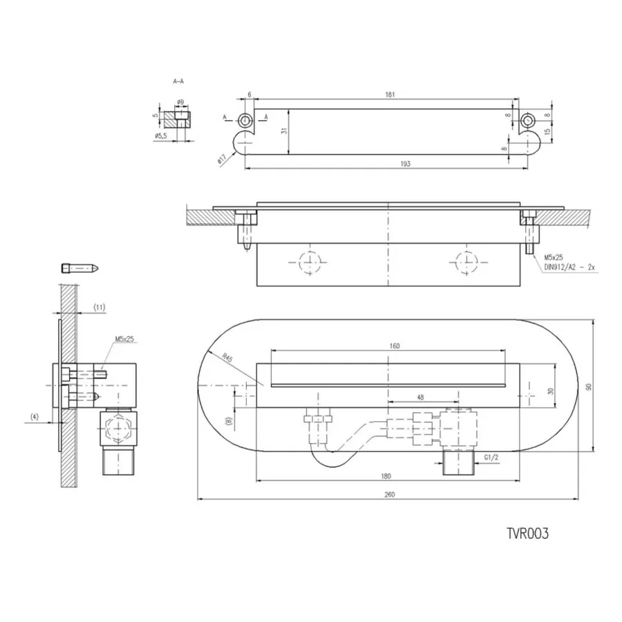 Товар: TVR003 Излив для душевой кабины (овальный) - фото 2 TVR003 Излив для душевой кабины (овальный) — фото 2, Изливы