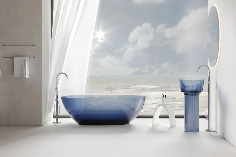 Товар: Раковина отдельностоящая прозрачная ABBER Kristall AT2702Saphir синяя - фото 6 Раковина отдельностоящая прозрачная ABBER Kristall AT2702Saphir синяя — фото 6, Раковины напольные