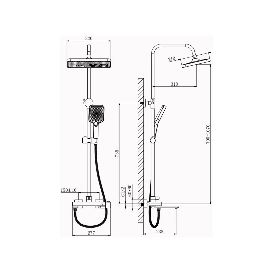 Душевая система BELZ B24672, хром — фото 2, Душевые системы