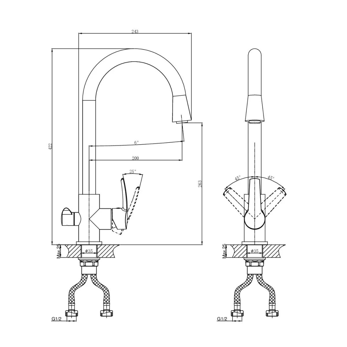 Товар: Смеситель для кухни D&K Rhein DA1361601, хром - фото 1 Смеситель для кухни D&K Rhein DA1361601, хром — фото 1, Смесители для кухни