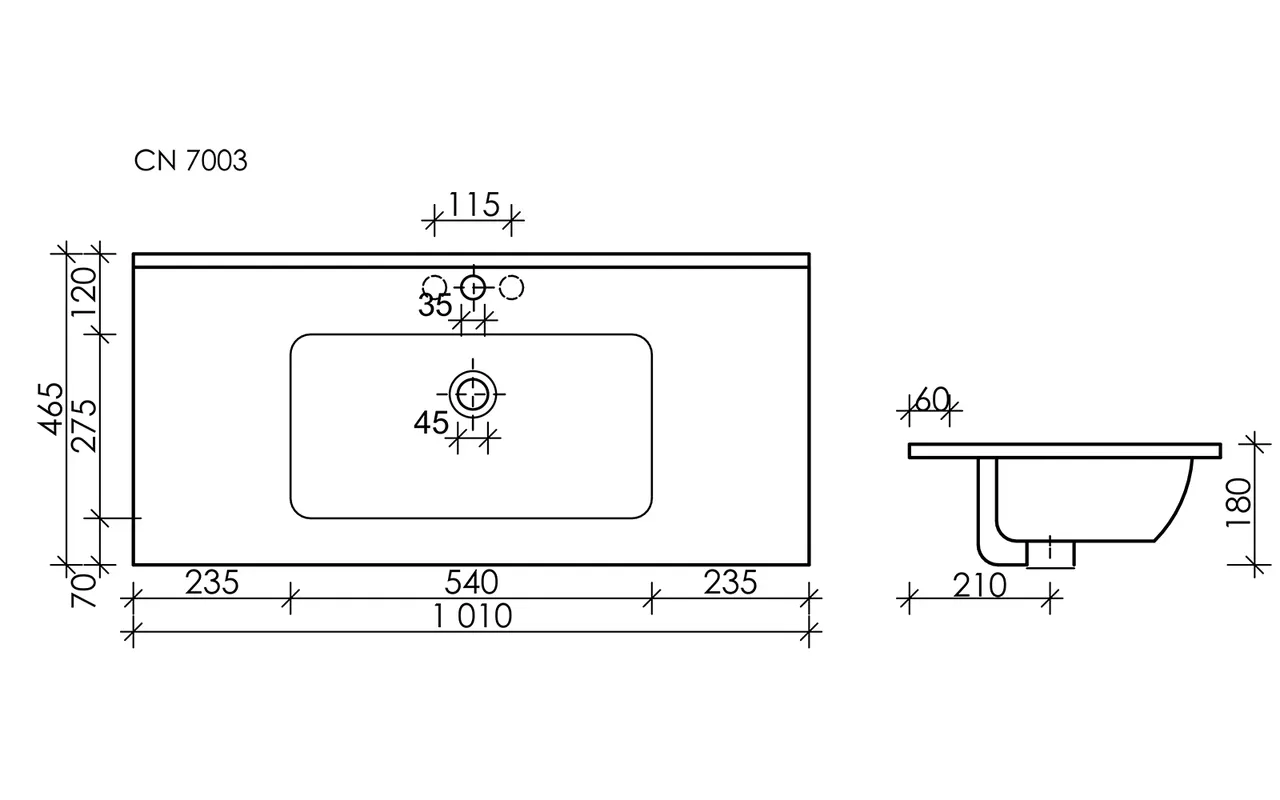 Умывальник накладной прямоугольный (цвет Черный Матовый) Element 1010x465x180мм — фото 3, Раковины накладные