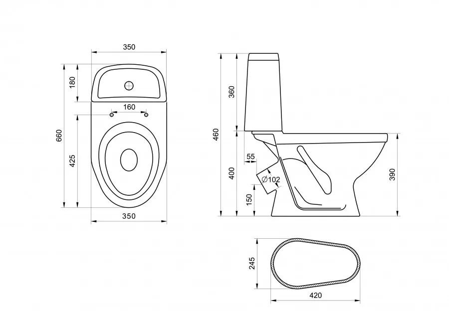 Товар: Унитаз-компакт "Прайм", косой выпуск, с 2-режимной кнопочной арматурой и сиденьем полипропилен. SANT 1P2054S0000BF - фото 8 Унитаз-компакт "Прайм", косой выпуск, с 2-режимной кнопочной арматурой и сиденьем полипропилен. SANT 1P2054S0000BF — фото 8, Напольные унитазы