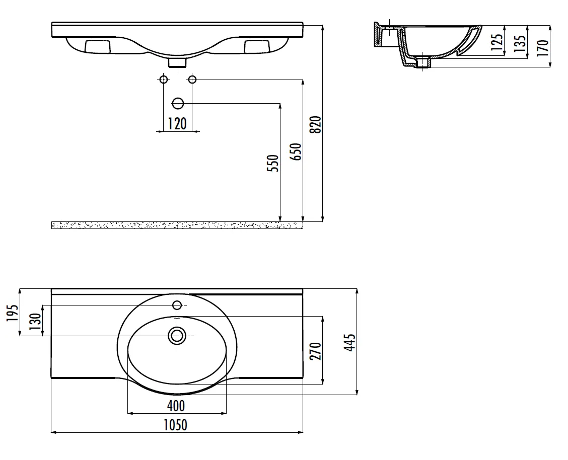Товар: CREAVIT Раковина мебельная/подвесная (105см) ET205.00000 ET205-00CB00E-0000 - фото 2 CREAVIT Раковина мебельная/подвесная (105см) ET205.00000 ET205-00CB00E-0000 — фото 2, Раковины подвесные