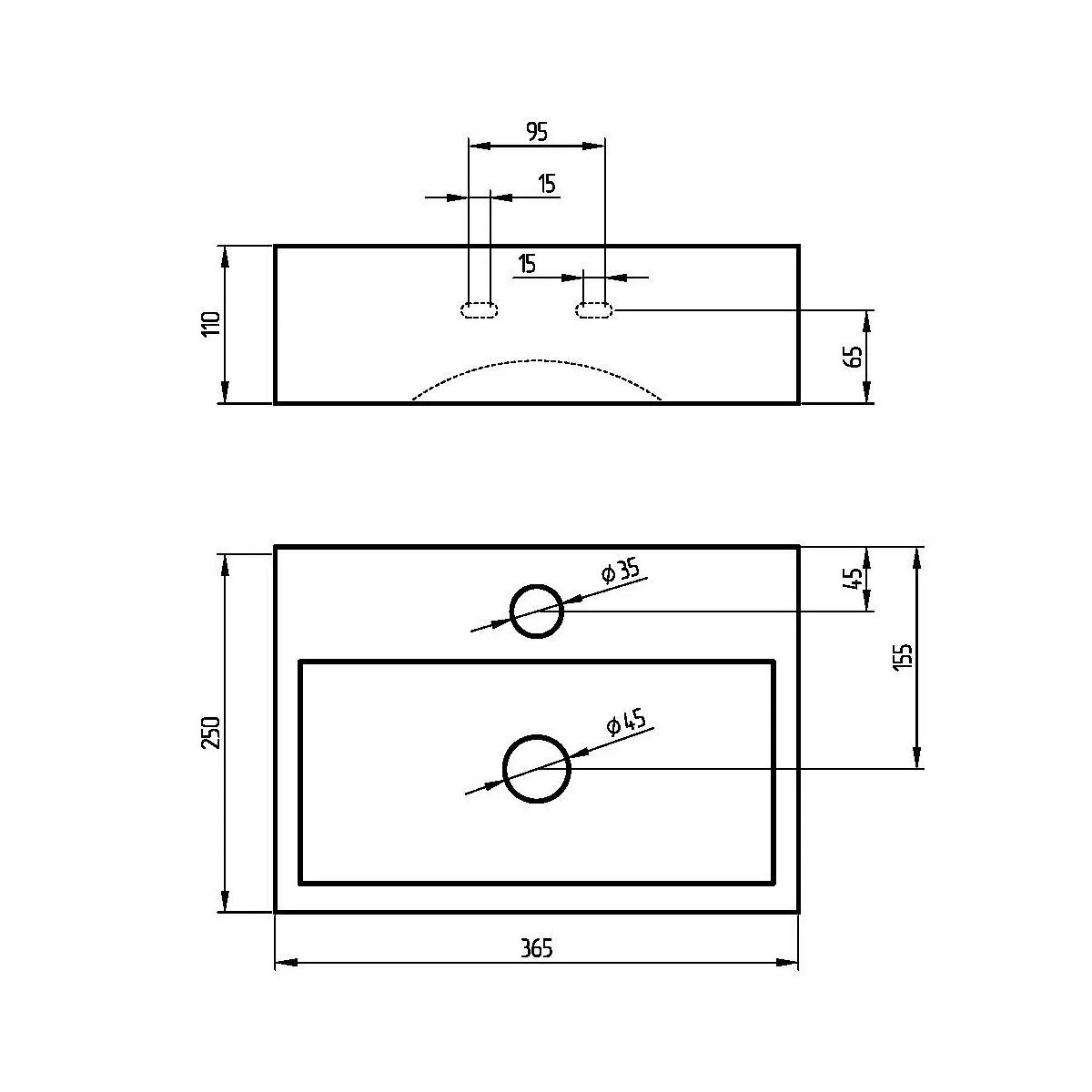 Раковина маленькая GS, 36,5x25x10,5 cm, белая керамика 32576 — фото 22, Раковины