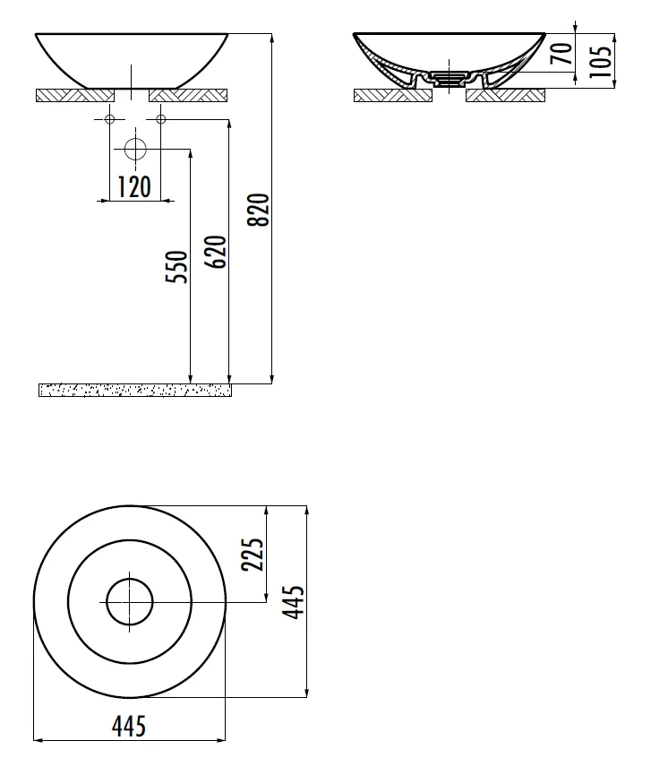 CREAVIT FOGLIA Раковина 145 см FG145-00CB00E-0000 — фото 2, Раковины накладные
