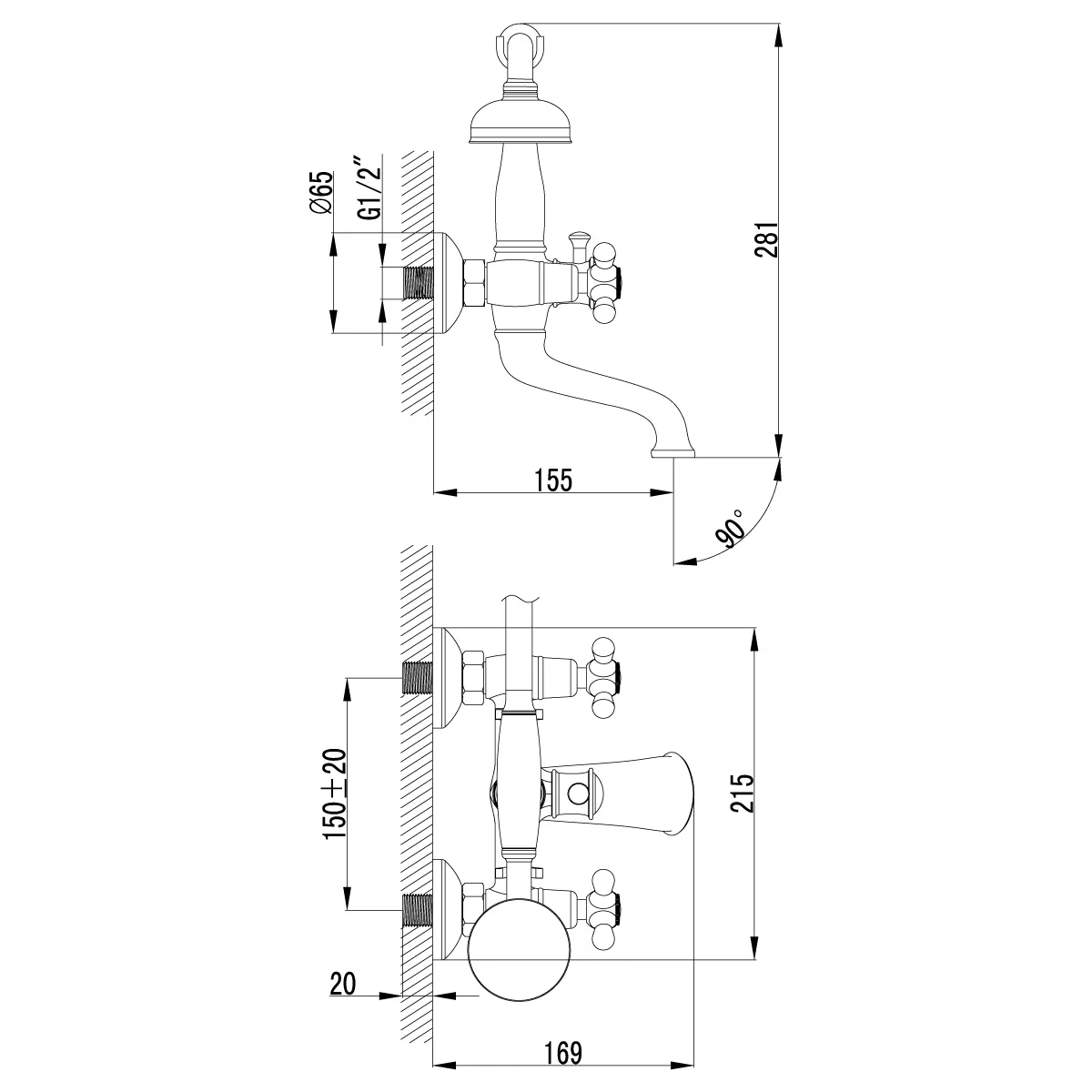 Товар: Vintage Смеситель для ванны, монолит.излив 155мм держ.на теле, р/ДВ, бронза, LM, LM2812B - фото 3 Vintage Смеситель для ванны, монолит.излив 155мм держ.на теле, р/ДВ, бронза, LM, LM2812B — фото 3, Смеситель для ванны