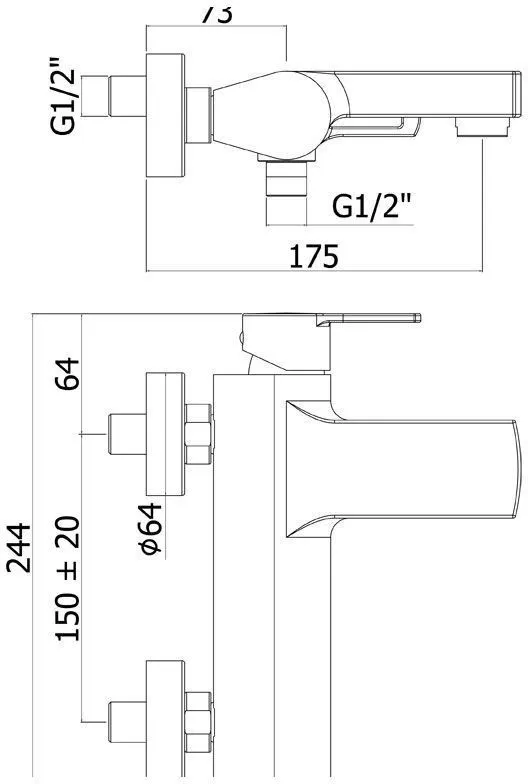 Товар: Смеситель для ванны с душем Paffoni West WS022CR - фото 2 Смеситель для ванны с душем Paffoni West WS022CR — фото 2, Смеситель для ванны