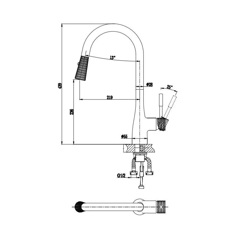 Товар: Смеситель для кухни D&K Rhein DA1462504D, хром/золото - фото 1 Смеситель для кухни D&K Rhein DA1462504D, хром/золото — фото 1, Смесители для кухни