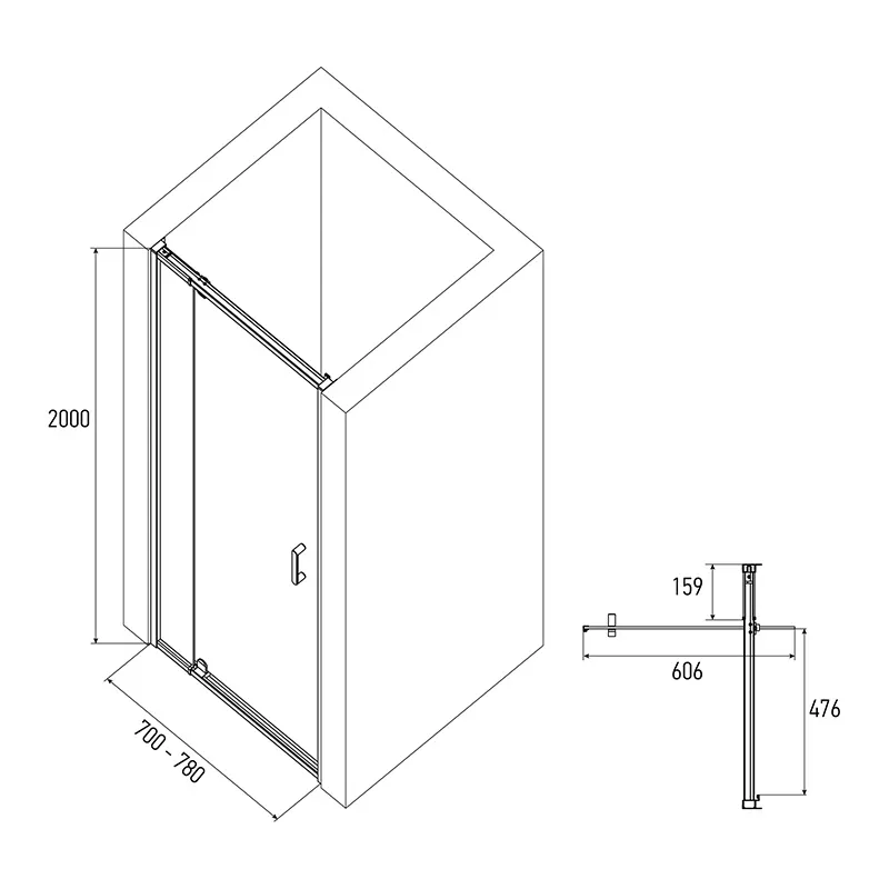Товар: Душевая дверь ALEX BAITLER 7 серия AB72B70 тонированное стекло - фото 3 Душевая дверь ALEX BAITLER 7 серия AB72B70 тонированное стекло — фото 3, Душевые перегородки