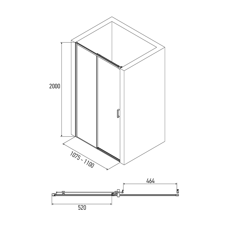 Товар: Душевая дверь ALEX BAITLER 6 серия AB61C110 прозрачное стекло - фото 3 Душевая дверь ALEX BAITLER 6 серия AB61C110 прозрачное стекло — фото 3, Душевые перегородки