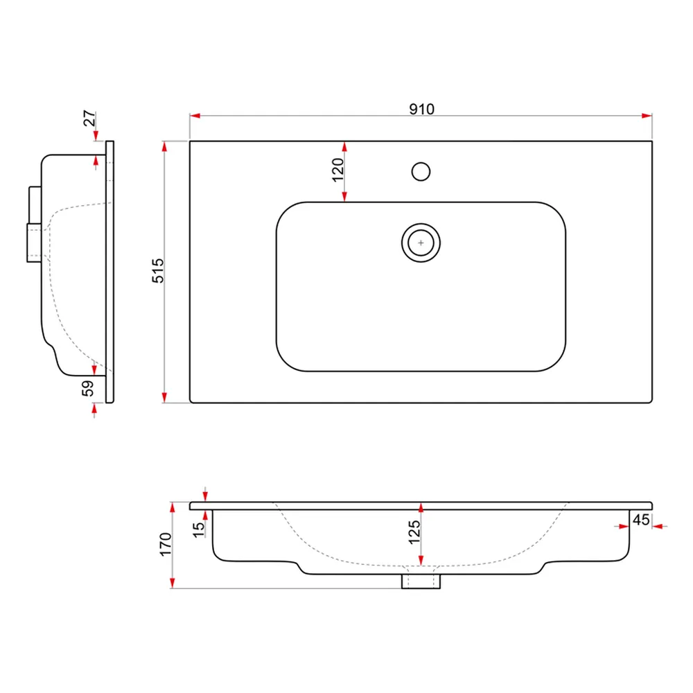 Умывальник JUST FLAT 91, Dreja 42091-KL — фото 2, Раковины