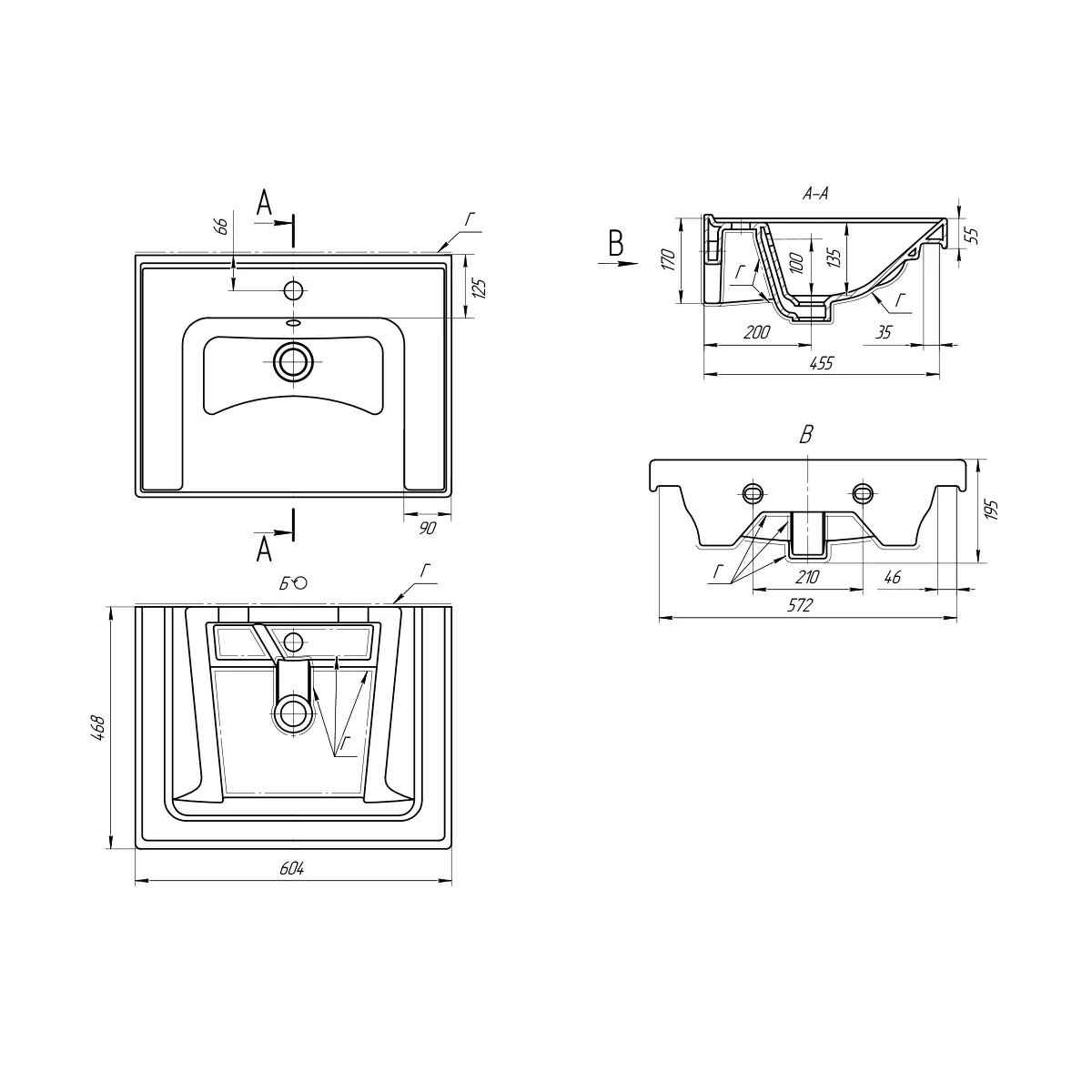 Раковина керамическая "Грэйс 60" 641587 — фото 6, Раковины