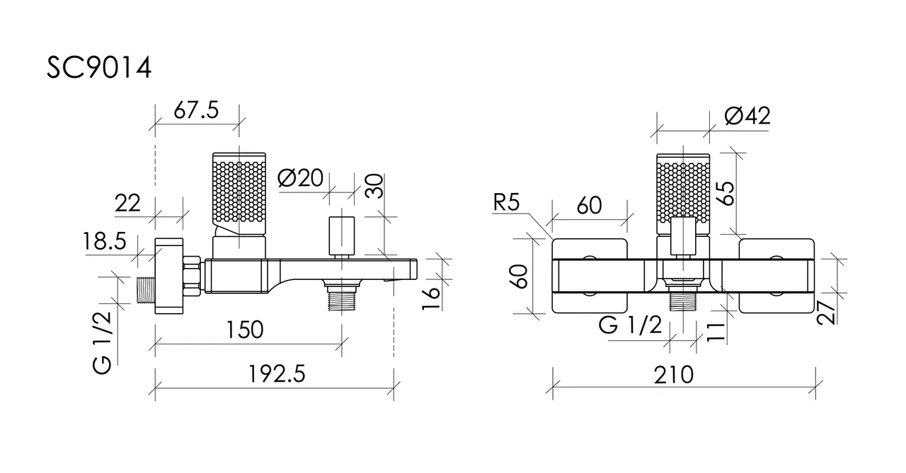 Смеситель для ванны и душа SANCOS Nexus, брашированный никель, PVD покрытие, арт. SC9014BN — фото 3, Смеситель для ванны