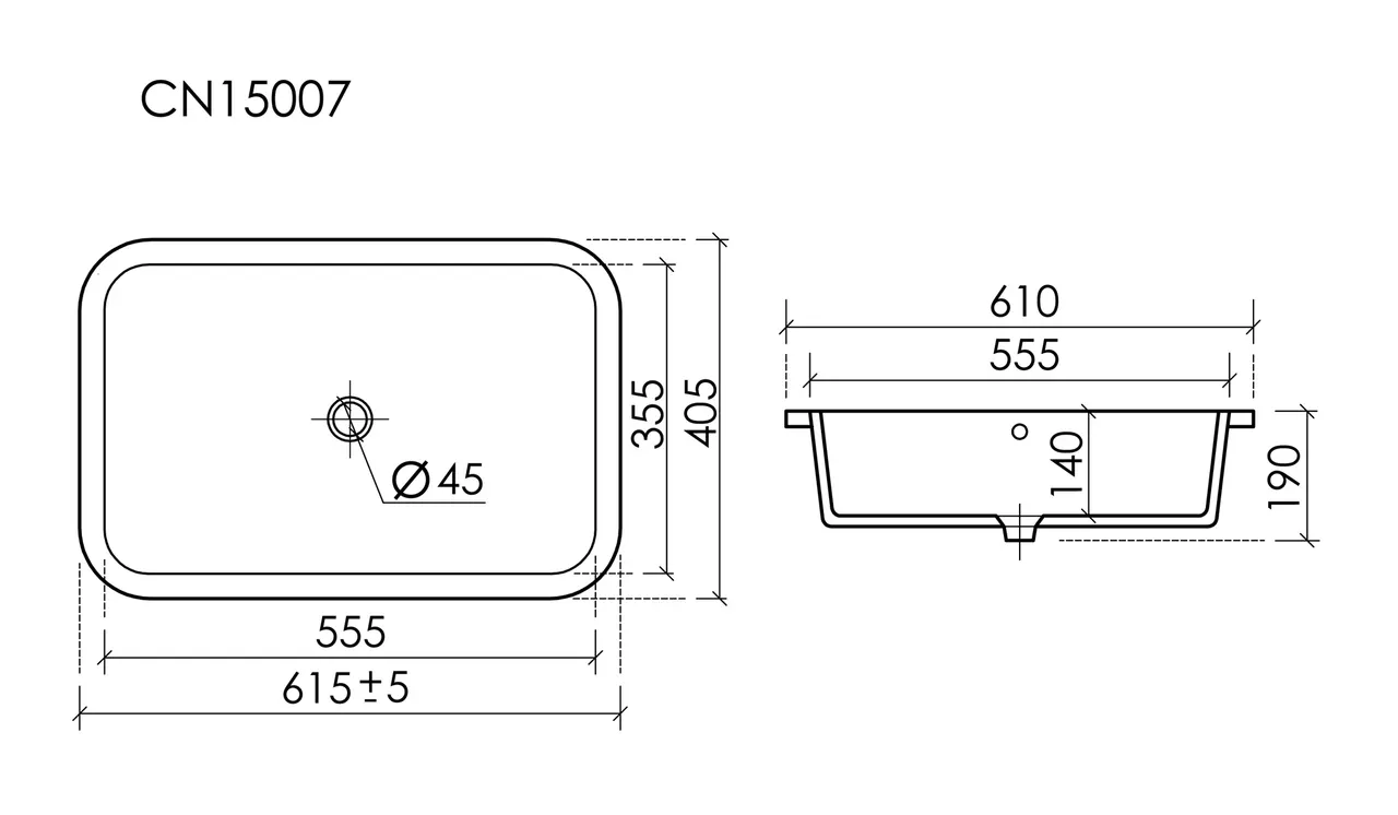 Раковина встраиваемая снизу Ceramicanova Era, c отверстием слива - перелива, 610x405x190мм, белый, арт.CN15007 — фото 7, Раковины встраиваемые снизу