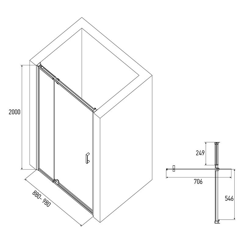 Товар: Душевая дверь ALEX BAITLER 7 серия АВ74В90 тонированное стекло AB74B90 - фото 3 Душевая дверь ALEX BAITLER 7 серия АВ74В90 тонированное стекло AB74B90 — фото 3, Душевые перегородки