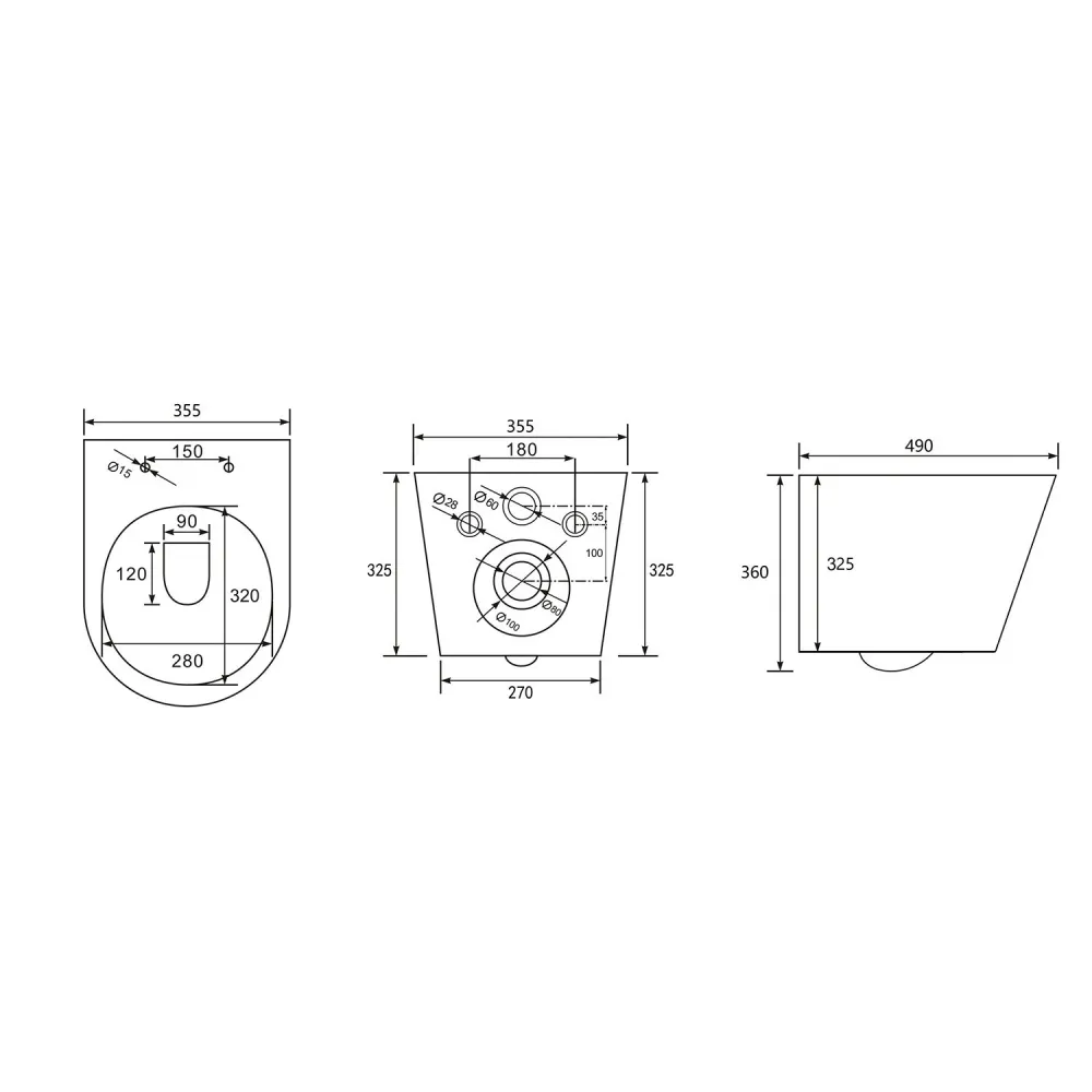 Унитаз ABBER Bequem AC1102TMW подвесной белый матовый, безободковый, смыв торнадо — фото 18, Подвесные унитазы