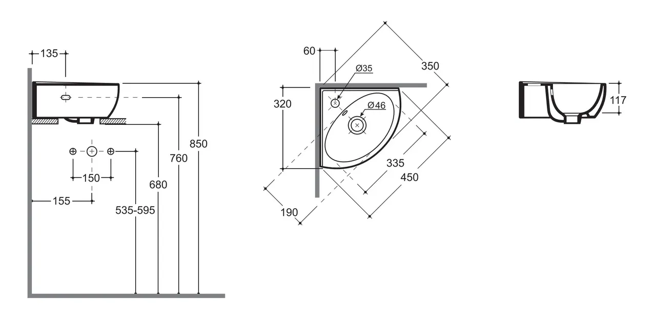Товар: Раковина КЕРАМИН ЛАГО 45 УГЛОВОЙ белый глянец CDB00023611 (4810531138464) - фото 4 Раковина КЕРАМИН ЛАГО 45 УГЛОВОЙ белый глянец CDB00023611 (4810531138464) — фото 4, Раковины