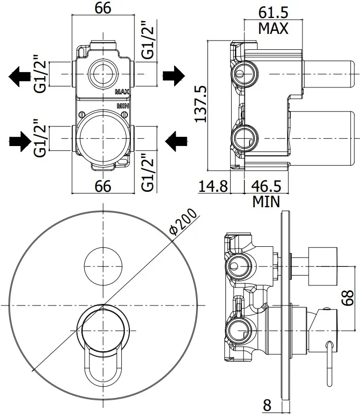 Товар: Смеситель для душа Paffoni Joker JK019NO (с внутренней частью) - фото 2 Смеситель для душа Paffoni Joker JK019NO (с внутренней частью) — фото 2, Смеситель для душа