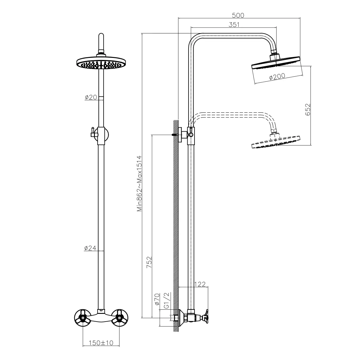 Товар: Q02 Смеситель для душа, без излива с верх.лейкой 'Троп.дождь', р/ДВ, хром, ROS, Q02-44 - фото 2 Q02 Смеситель для душа, без излива с верх.лейкой 'Троп.дождь', р/ДВ, хром, ROS, Q02-44 — фото 2, Смеситель для душа