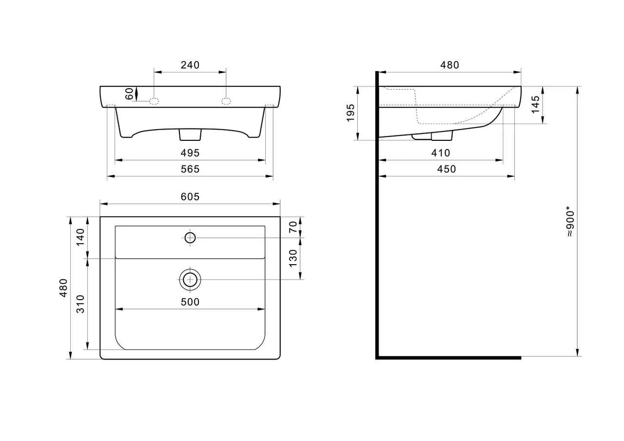 Раковина SANTEK Тигода 60 мебельная белый (WH302082) — фото 8, Раковины подвесные