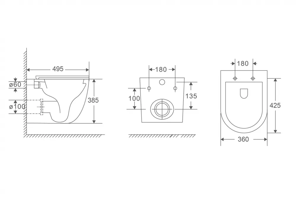 Товар: Унитаз ABBER Bequem AC1131TC подвесной белый, безободковый, смыв торнадо, с закрытым дном - фото 6 Унитаз ABBER Bequem AC1131TC подвесной белый, безободковый, смыв торнадо, с закрытым дном — фото 6, Подвесные унитазы