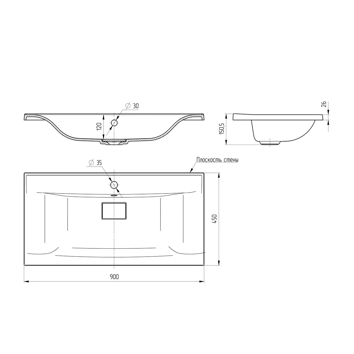 Раковина VCB-3M900B из кварцевого камня, цвет черный — фото 3, Раковины