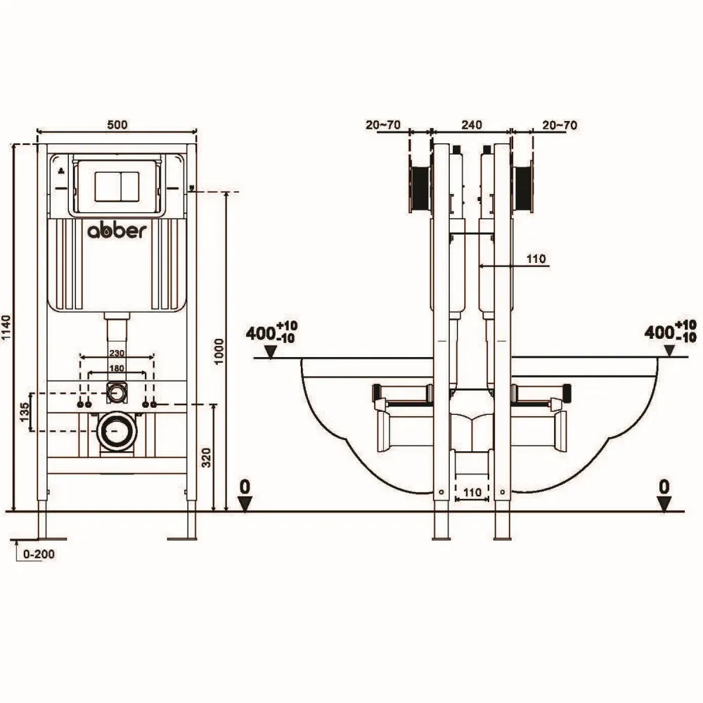 Товар: Инсталляция двойная самонесущая ABBER AC0106 для двух подвесных унитазов - фото 4 Инсталляция двойная самонесущая ABBER AC0106 для двух подвесных унитазов — фото 4, Инсталляции для унитазов