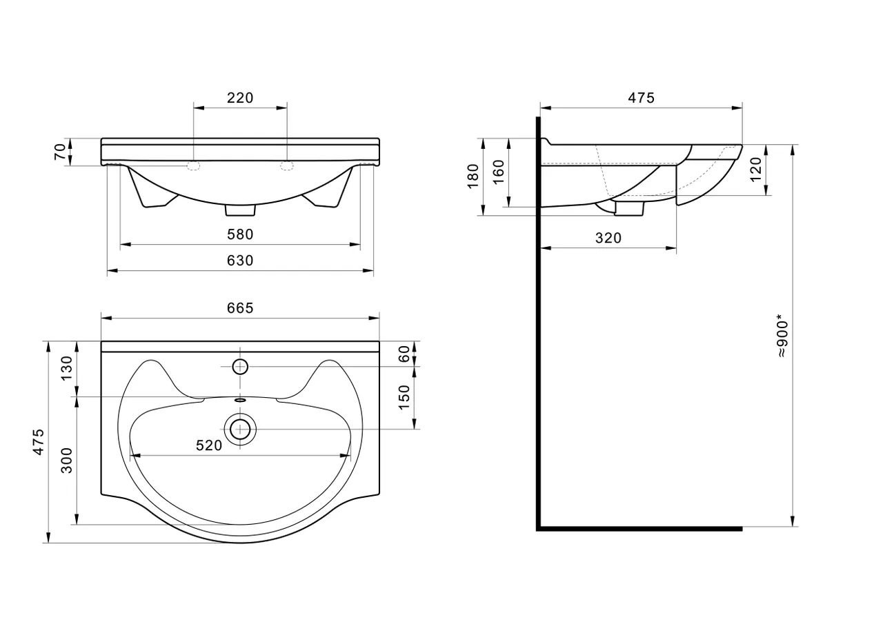 Раковина SANTEK Байкал 65 мебельная белый (WH109651) — фото 8, Раковины подвесные