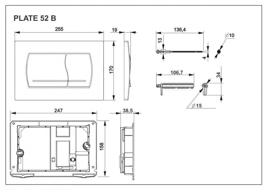 Товар: In-Wall Клавиша для инсталляции, двойная 52B, хром матовая. ROCA 78901150B2 - фото 2 In-Wall Клавиша для инсталляции, двойная 52B, хром матовая. ROCA 78901150B2 — фото 2, Инсталляции для унитазов